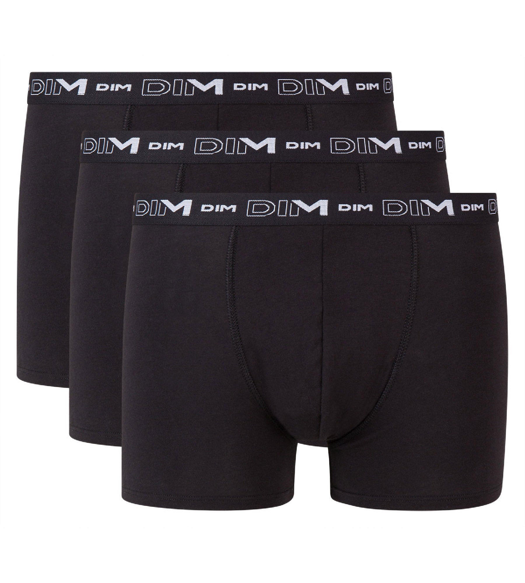 dim-coton-stretch-lot-de-3-boxers-homme-noir-uni image 3