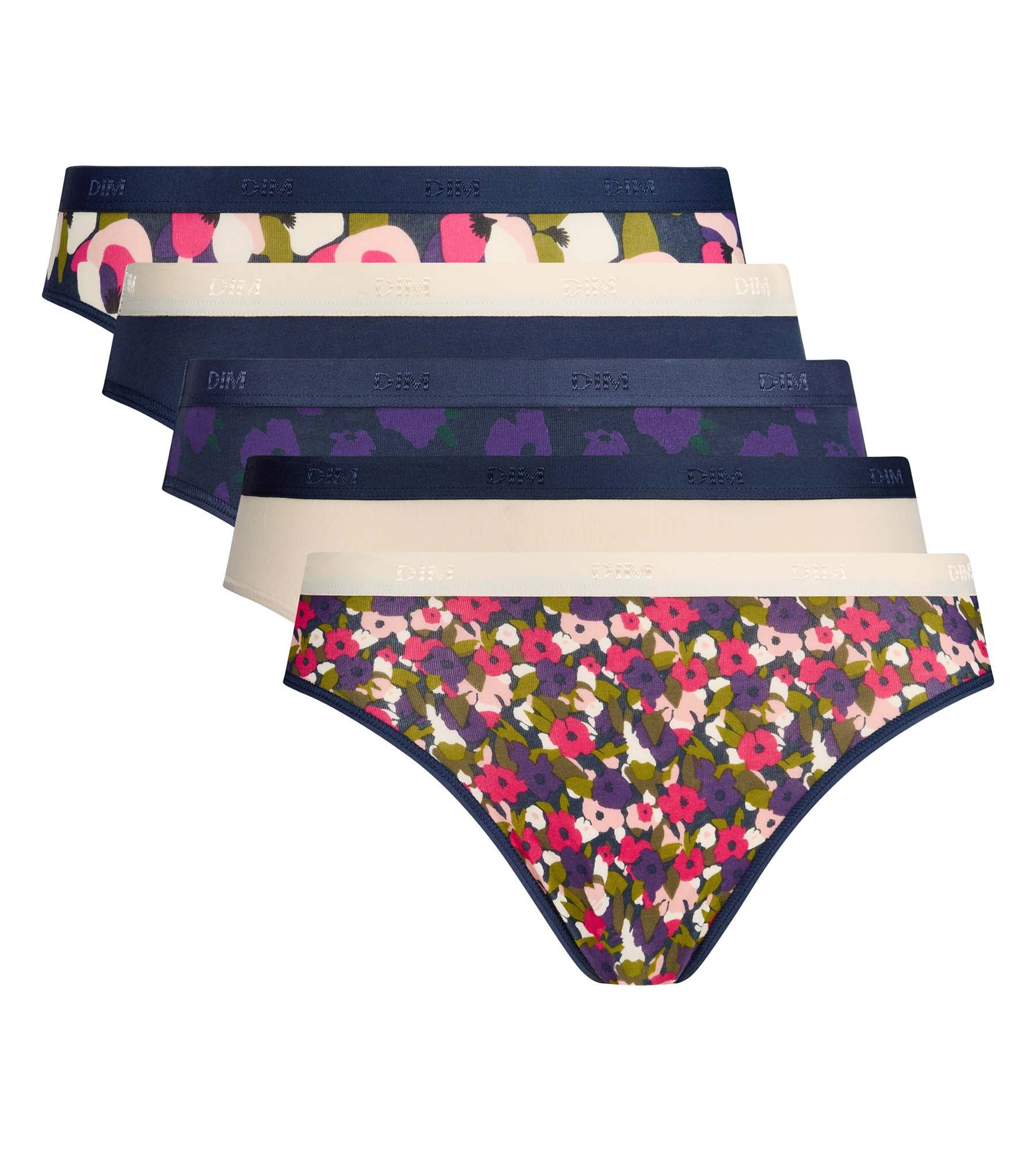 dim-les-pockets-lot-5-culottes-femme-coton-clat-floral image 4