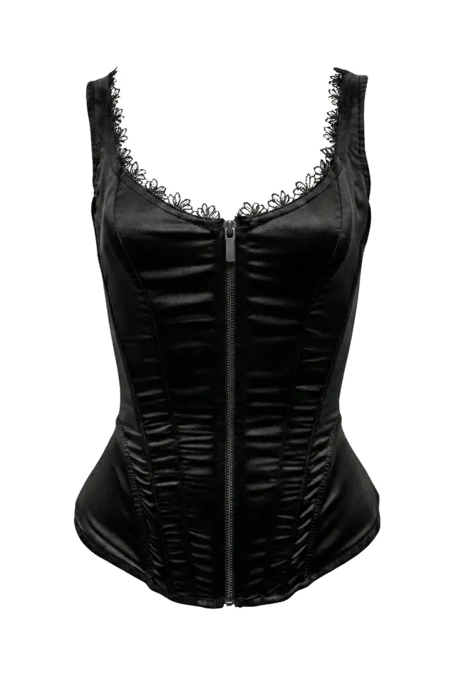cadolle-keiko-corset-noir-satin-sans-la-age image 1
