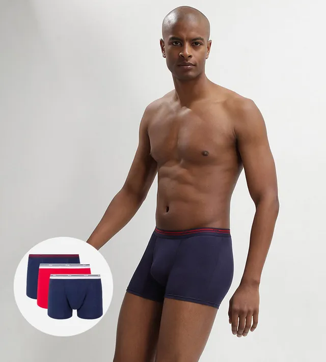 dim-daily-colors-bleu-denim-rouge-lave-lot-de-3-boxers-coton-stretch-homme image 1