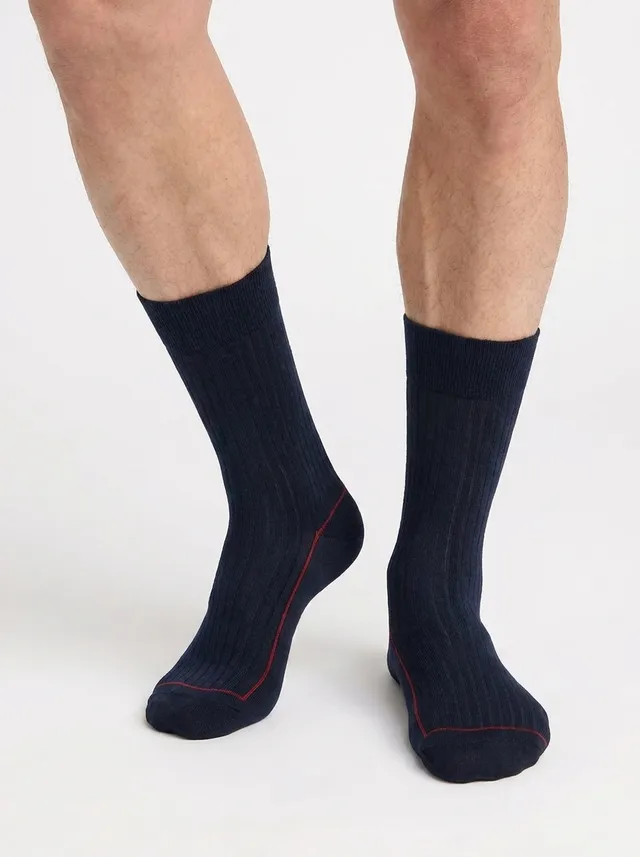 dim-la-mode-c-tel-e-chaussettes-homme-coton-bleu-marine image 1