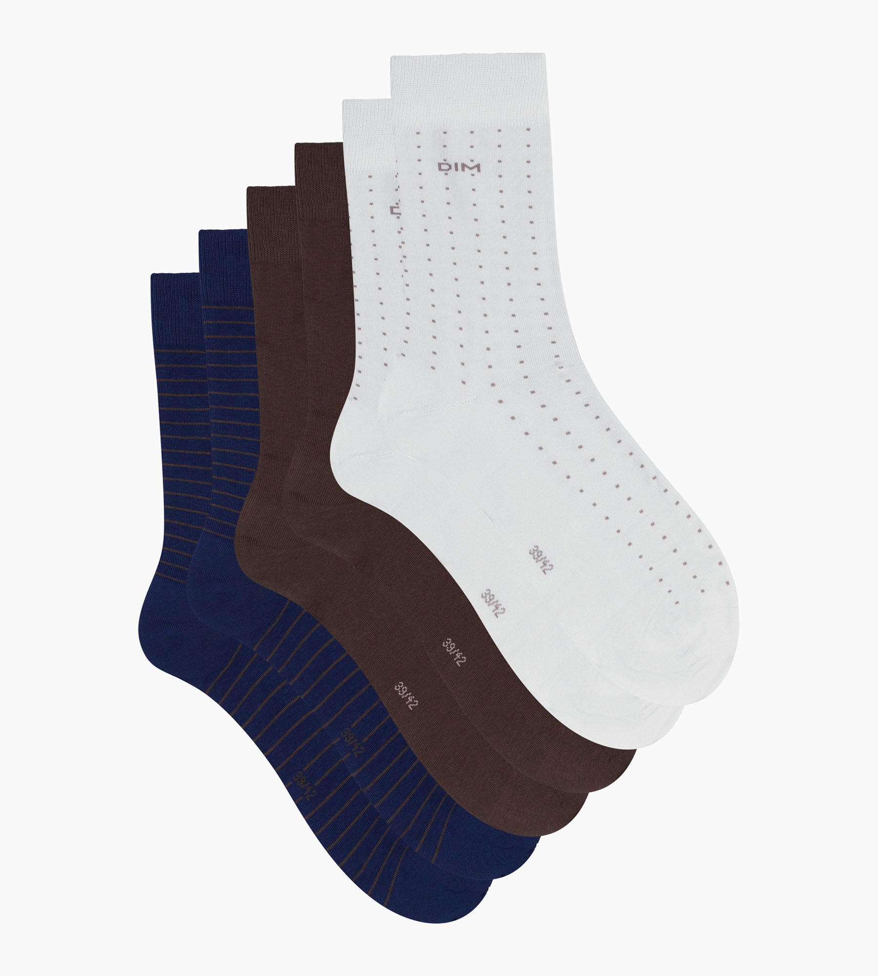 dim-coton-style-lot-3-socquettes-homme-bleu-b-ne-gris image 2