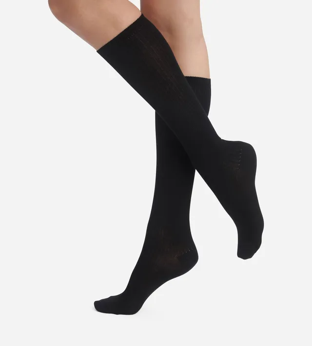 dim-modal-chaussettes-hautes-femme-c-tel-e-coton-noir image 1