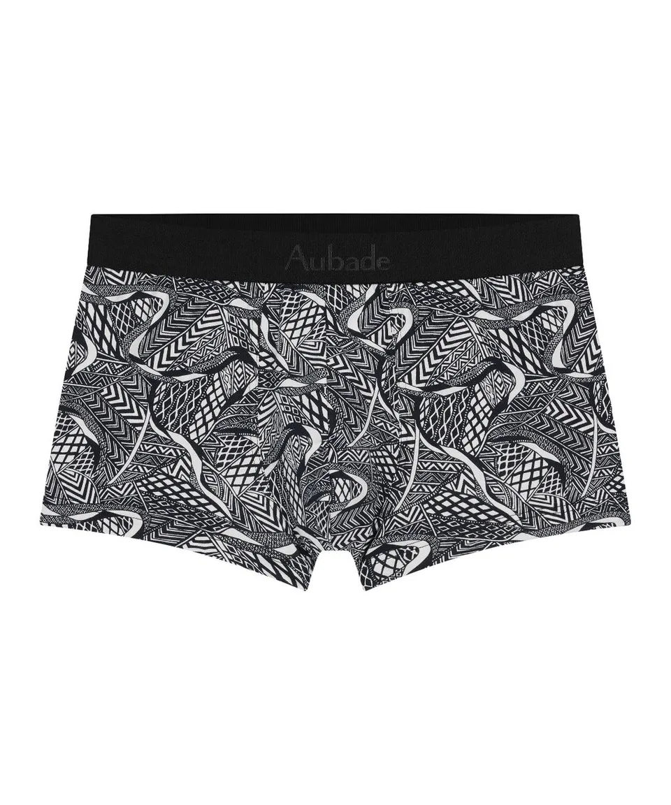 aubade-homme-boxer-hypnotic-trunk-en-modal-coton-motif-wax-graphique-noir-et-bla image 1