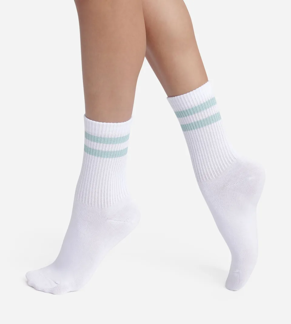 dim-mode-chaussettes-femme-coton-c-tel-blanc-lurex-bleu image 1