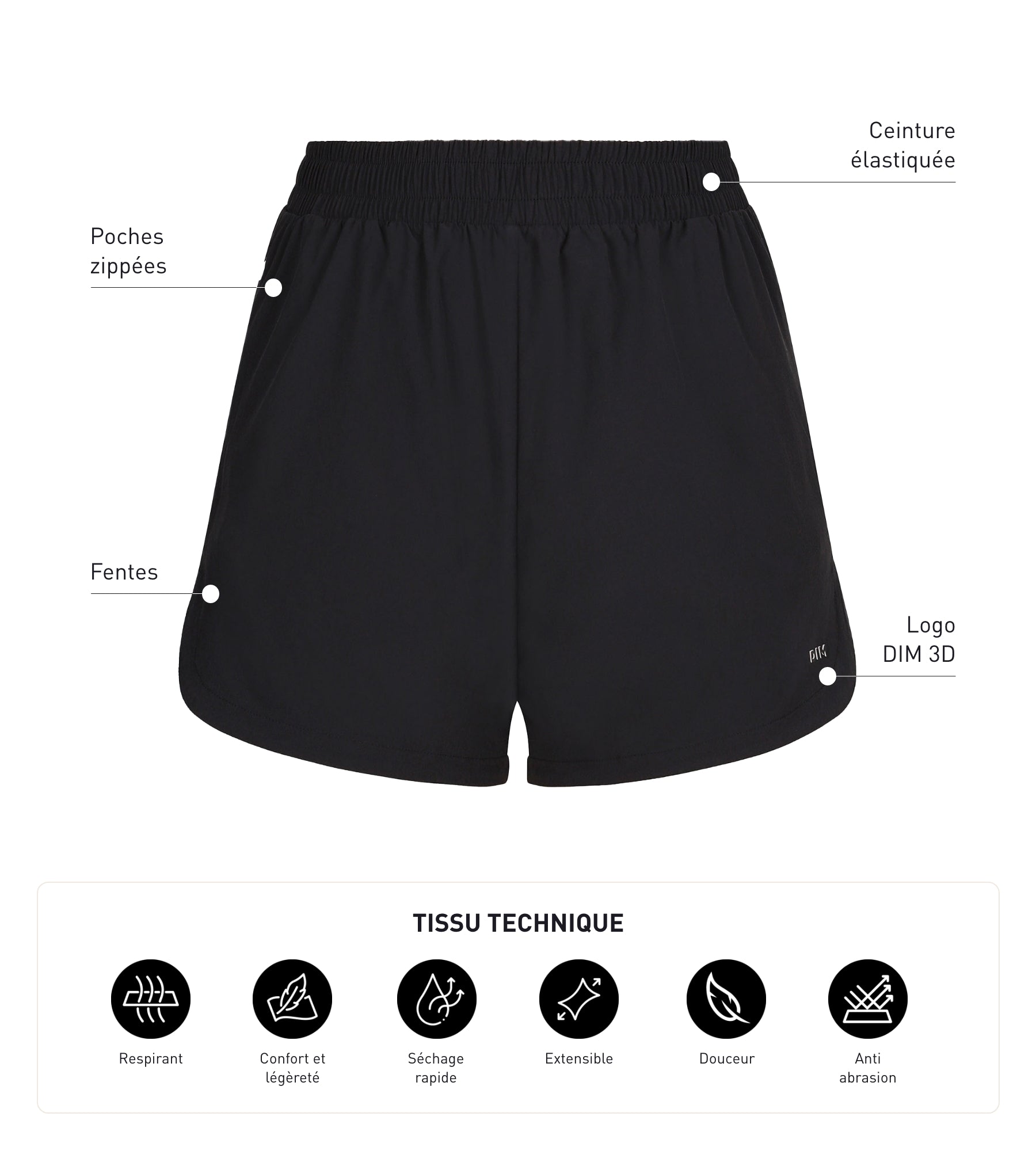 dim-move-short-de-sport-femme-en-viscose-noire image 5