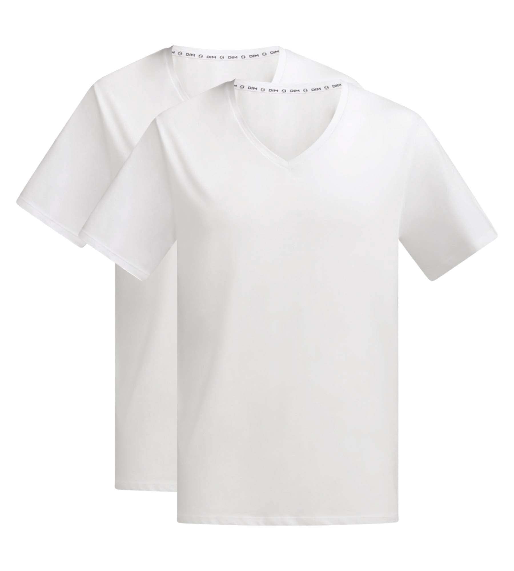 dim-good-lot-de-2-t-shirts-homme-coton-bio-blanc-col-v image 3