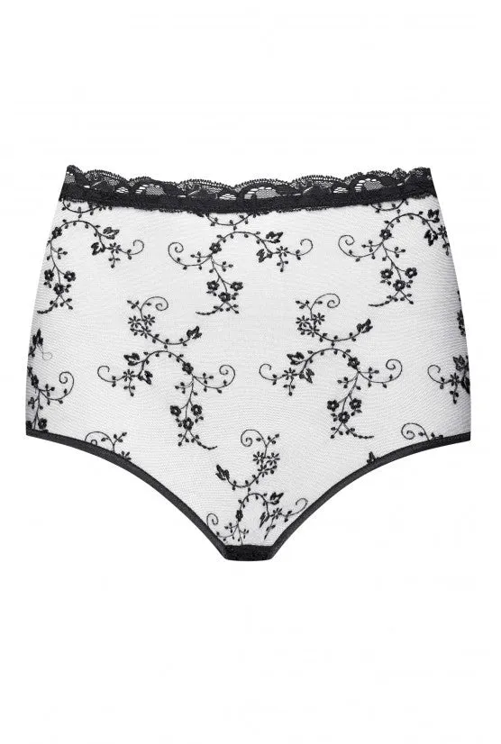 cadolle-culotte-noire-fleurette-taille-haute image 1