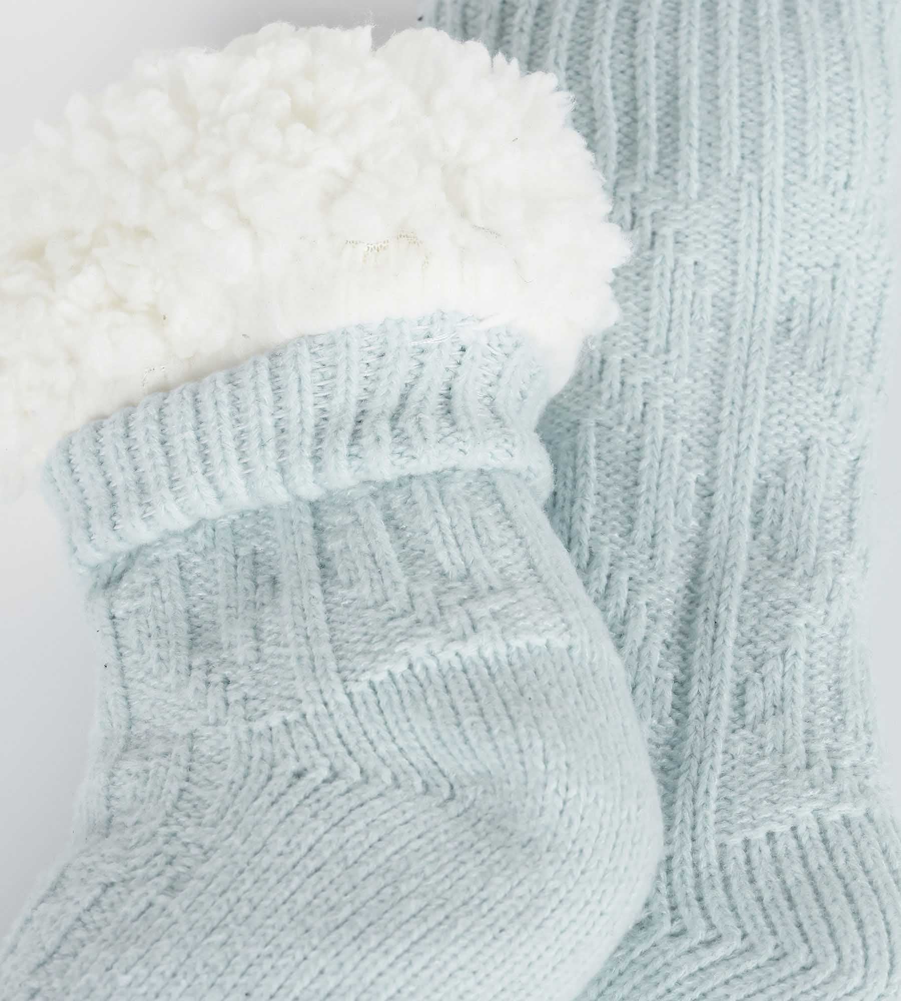 dim-cocoon-polaire-chaussette-chaude-femme-bleu-ciel-mi-haute image 3