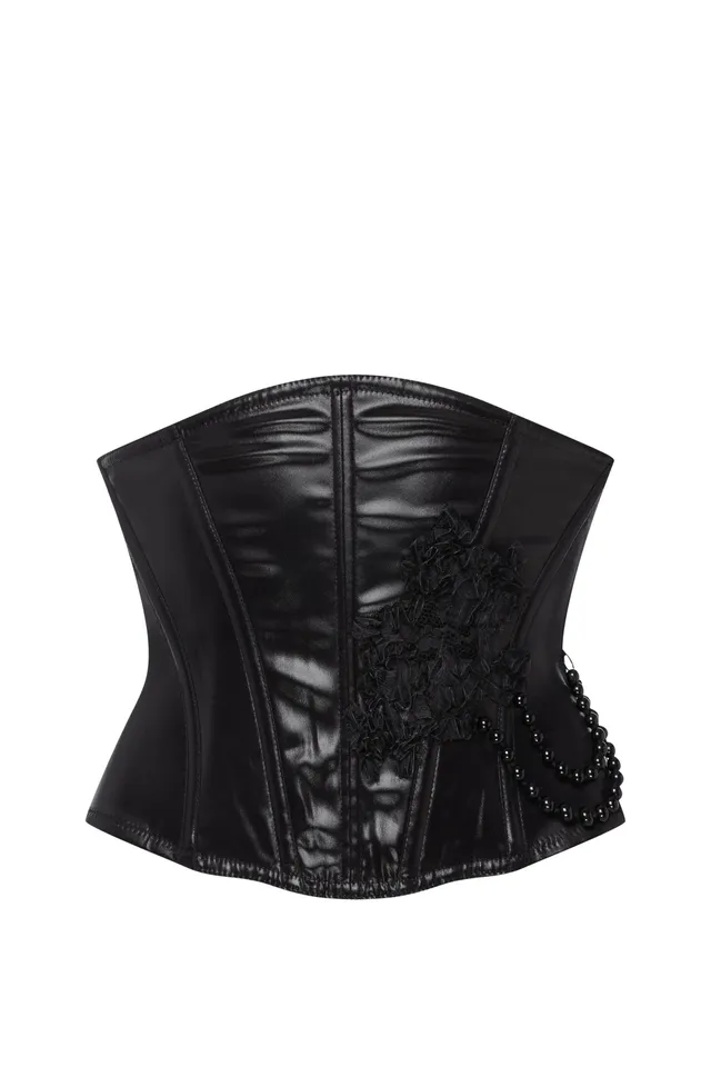 cadolle-finon-ceinture-corset-laque-noir-en-broderie image 1
