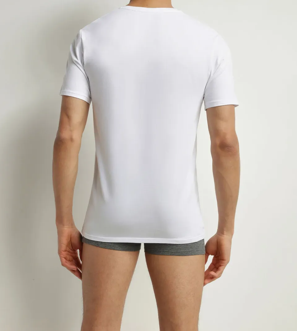 dim-good-lot-de-2-t-shirts-homme-coton-bio-blanc-col-v image 1