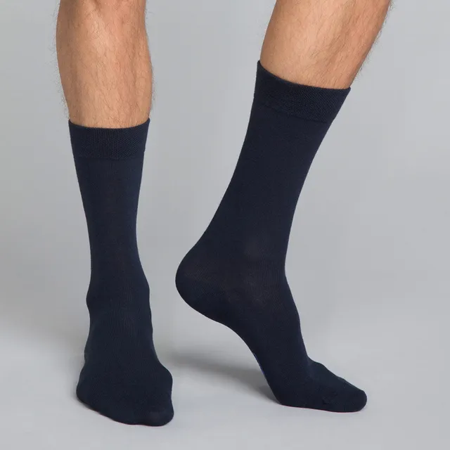 dim-basic-coton-mi-chaussettes-homme-coton-x3-bleu-marine image 1