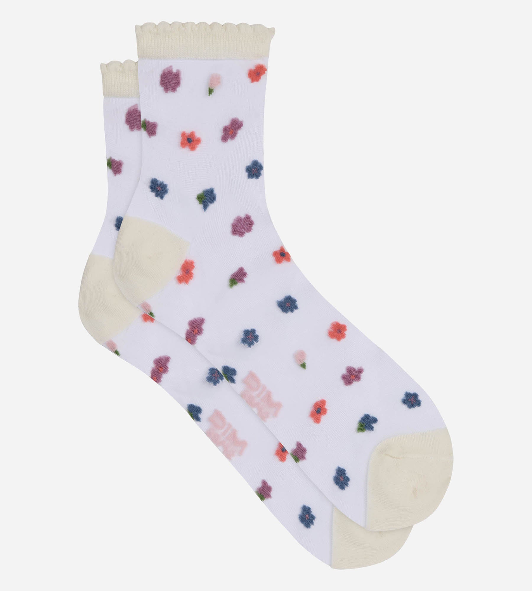 dim-socks-petal-chaussettes-femme-transparentes-fleuries-rose image 2