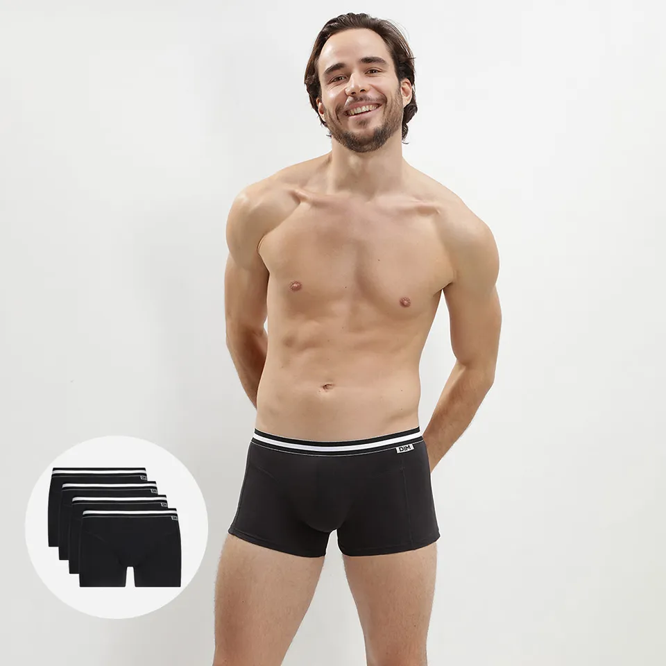 dim-lot-de-4-boxers-homme-ecodim-coton-stretch-noir image 1