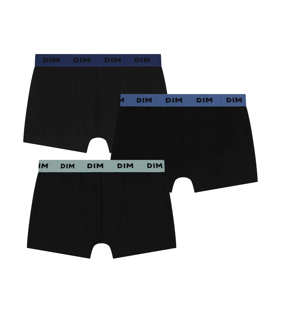 dim-mix-colors-lot-de-3-boxers-homme-coton-stretch-noir-ceintures-lila image 1