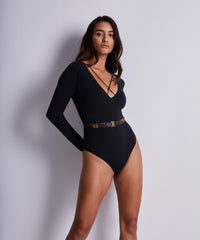 body-aubade-hot-motion-noir-manches-longues image 2