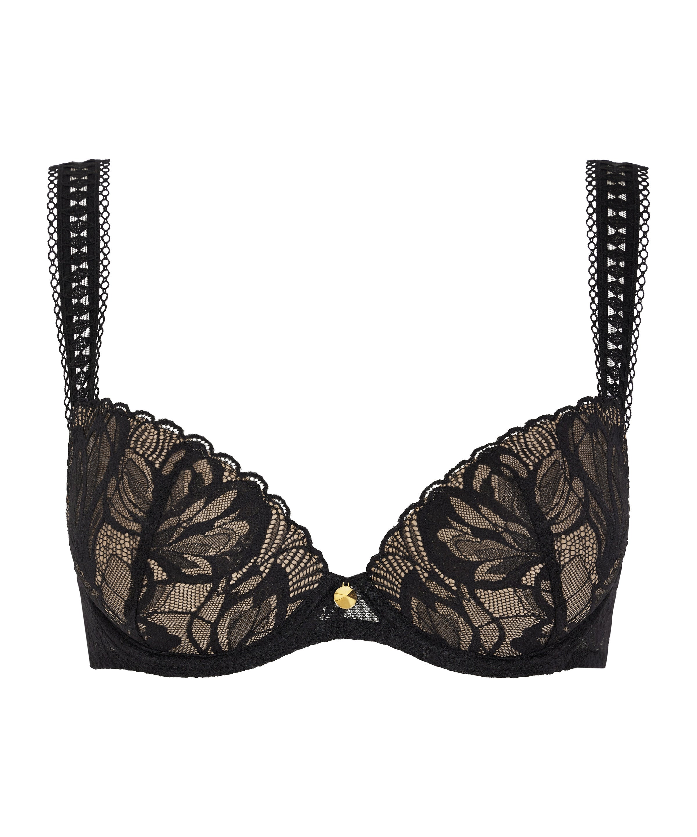 aubade-after-hours-soutien-gorge-push-up-coques-black-dentelle-et-bijou-dor image 3