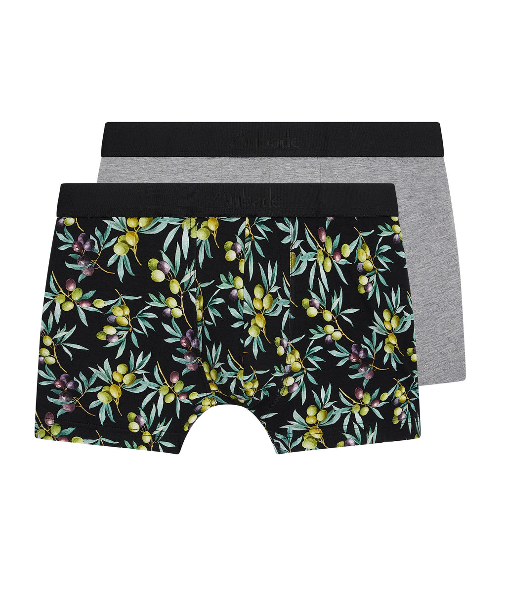 aubade-homme-lot-de-2-boxers-olives-uni-gris-chin image 1