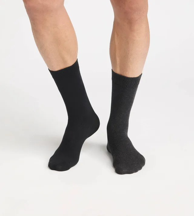 dim-thermo-lot-de-2-chaussettes-homme-coton-gris-anthracite image 1