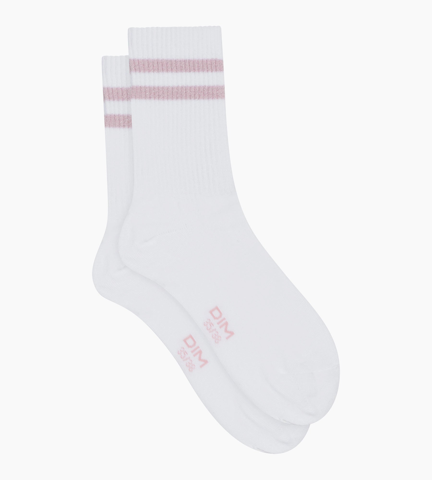 dim-chaussettes-femme-coton-c-tel-blanc-lurex-rose-mode image 2