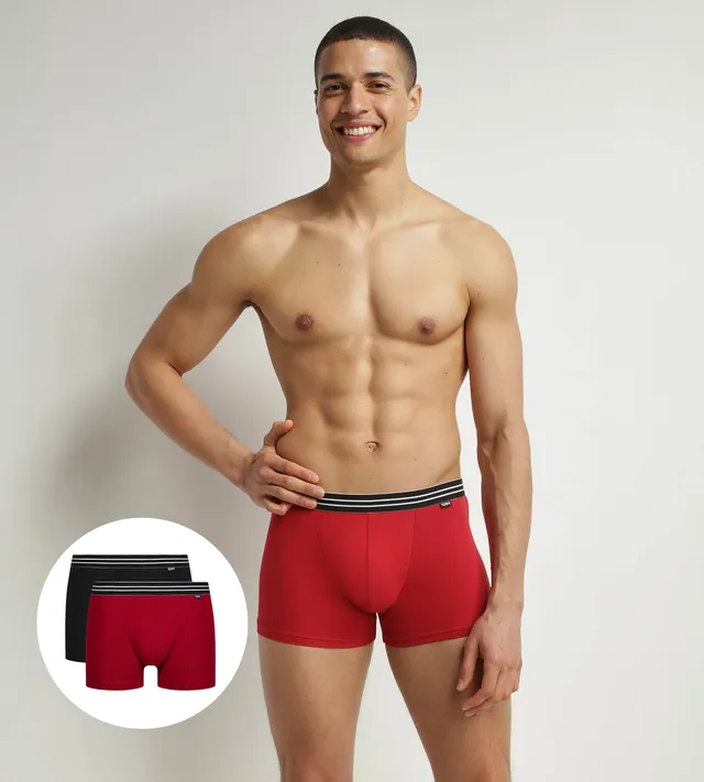 dim-ecodim-lot-de-2-boxers-homme-coton-stretch-rouge-carmin-noir image 1