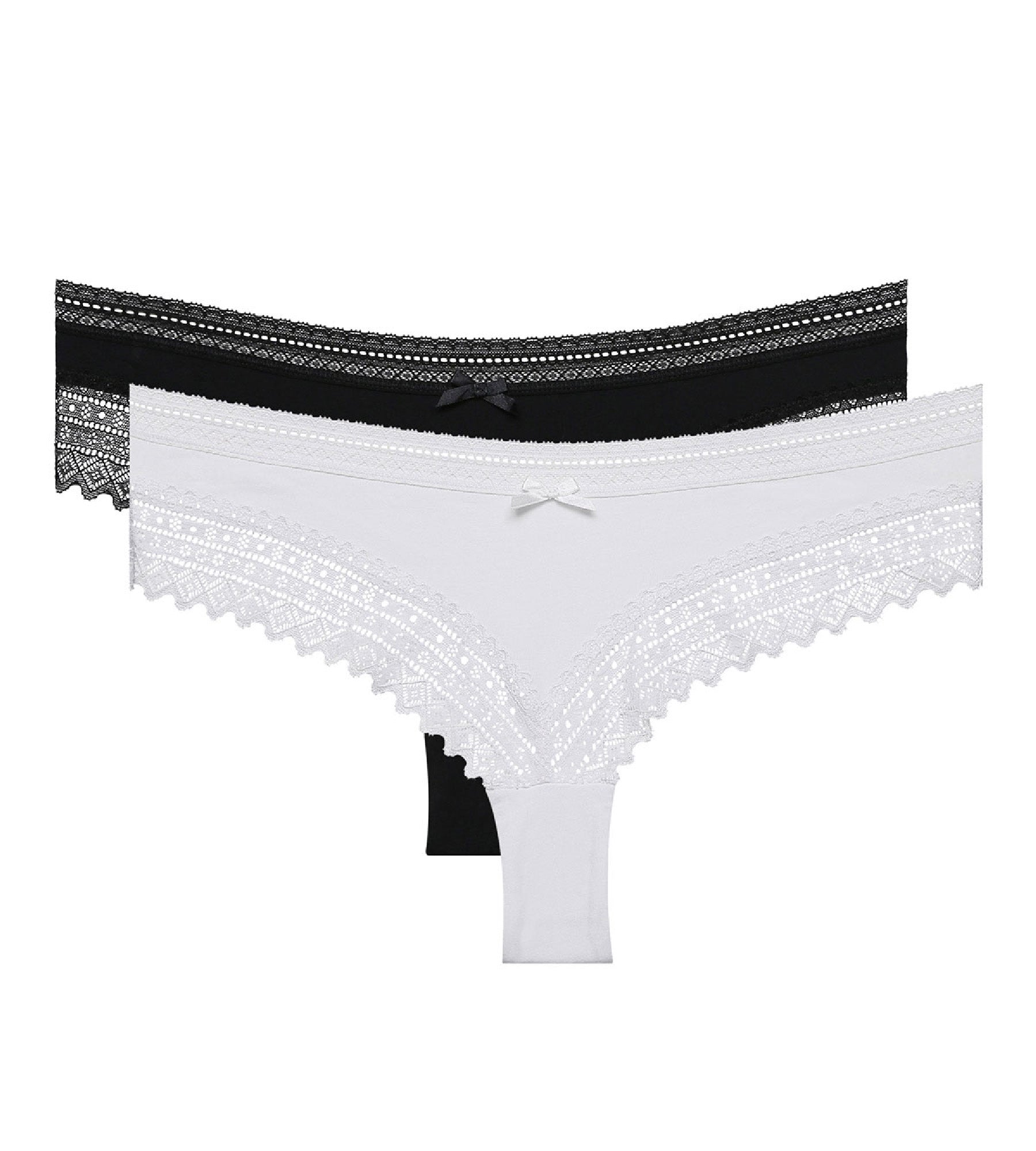 dim-lot-de-2-shortys-noir-et-blanc-sexy-fashion-coton-dentelle image 3