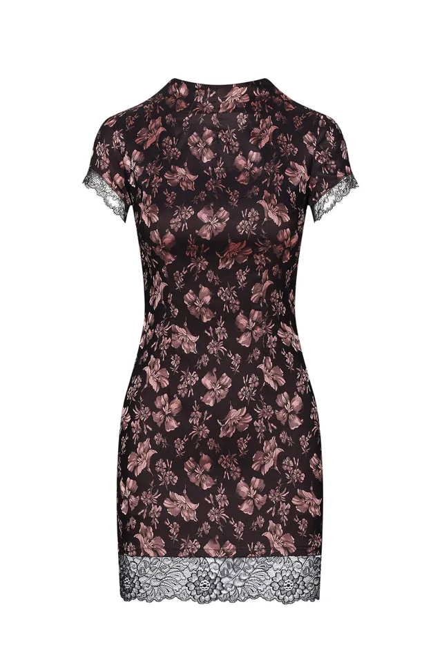 cadolle-violetta-robe-satin-rose-et-noir-dentelle-calais image 1