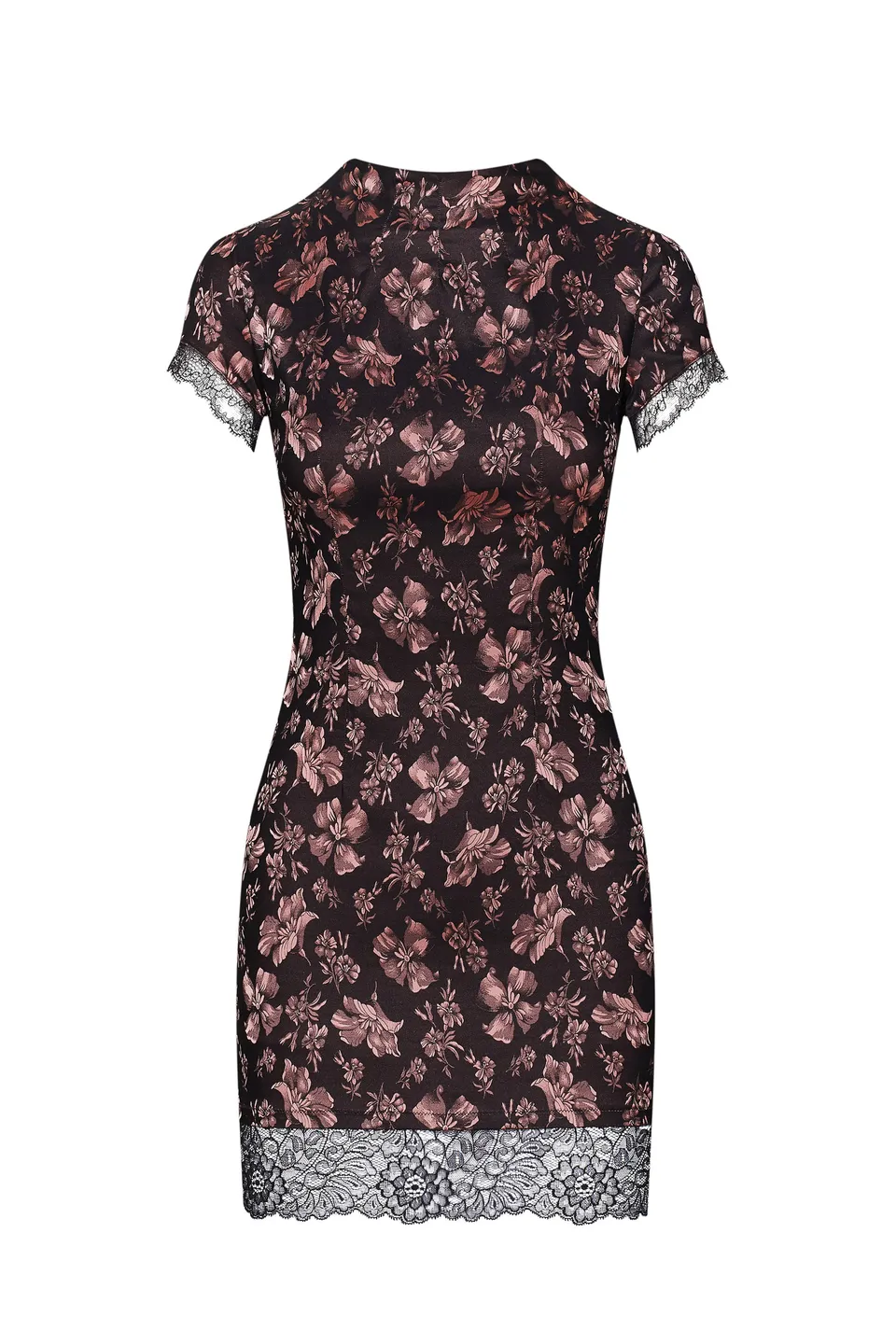 cadolle-violetta-robe-satin-rose-et-noir-dentelle-calais image 1