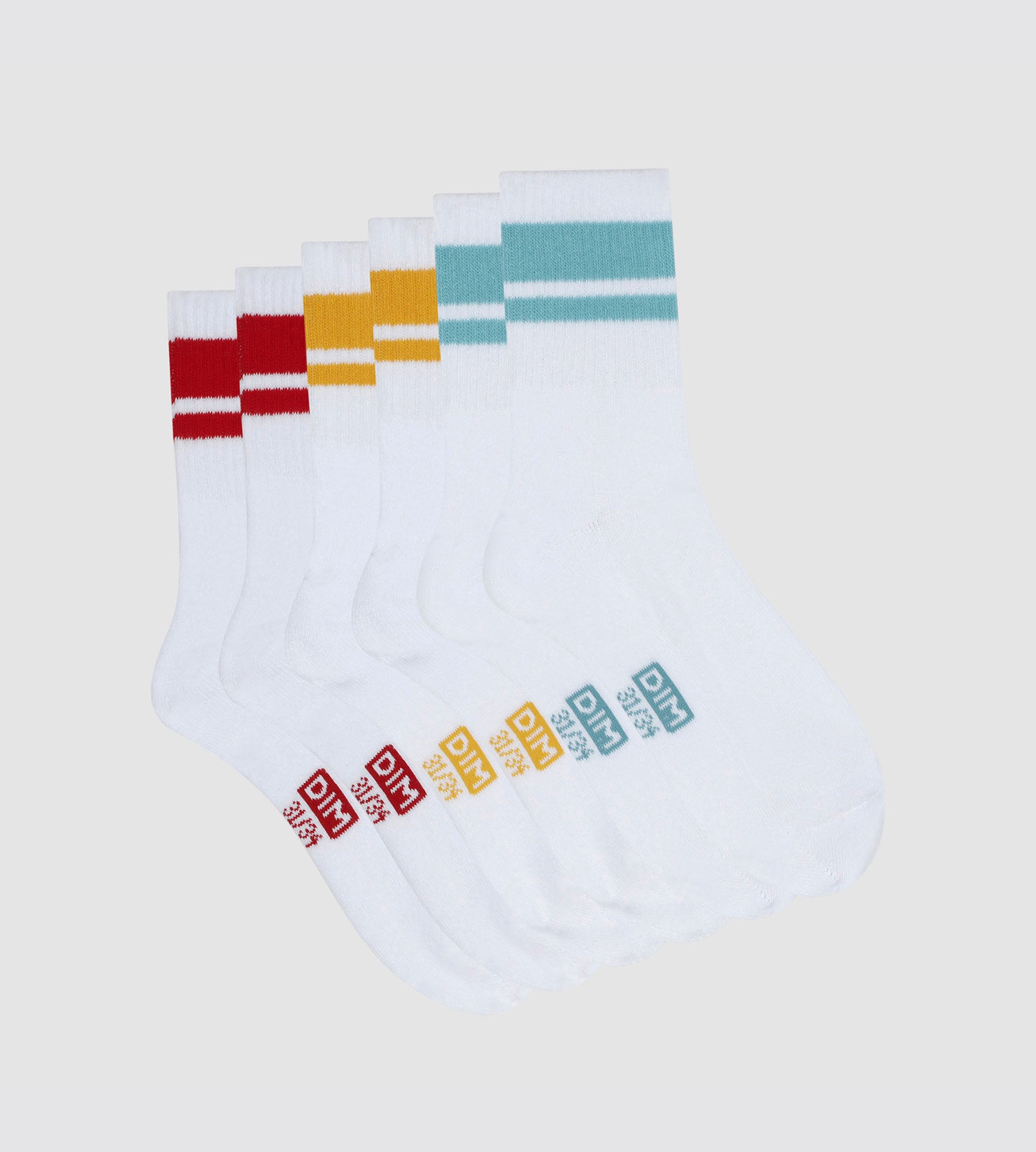 dim-sport-lot-de-3-paires-chaussettes-enfant-blanc-liser-s-couleur image 2