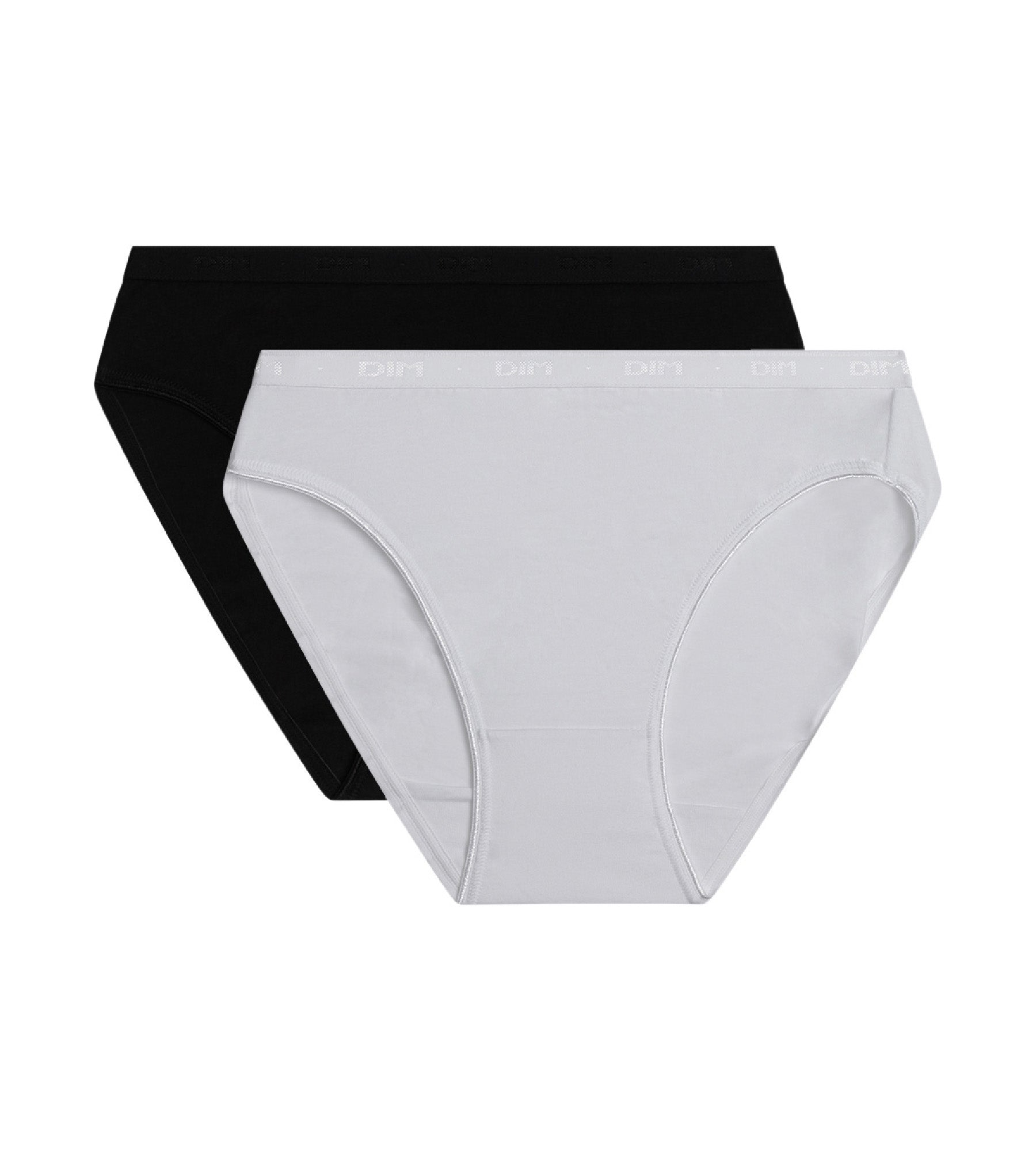dim-coton-bio-lot-de-2-slips-midi-noir-et-blanc-femme image 3