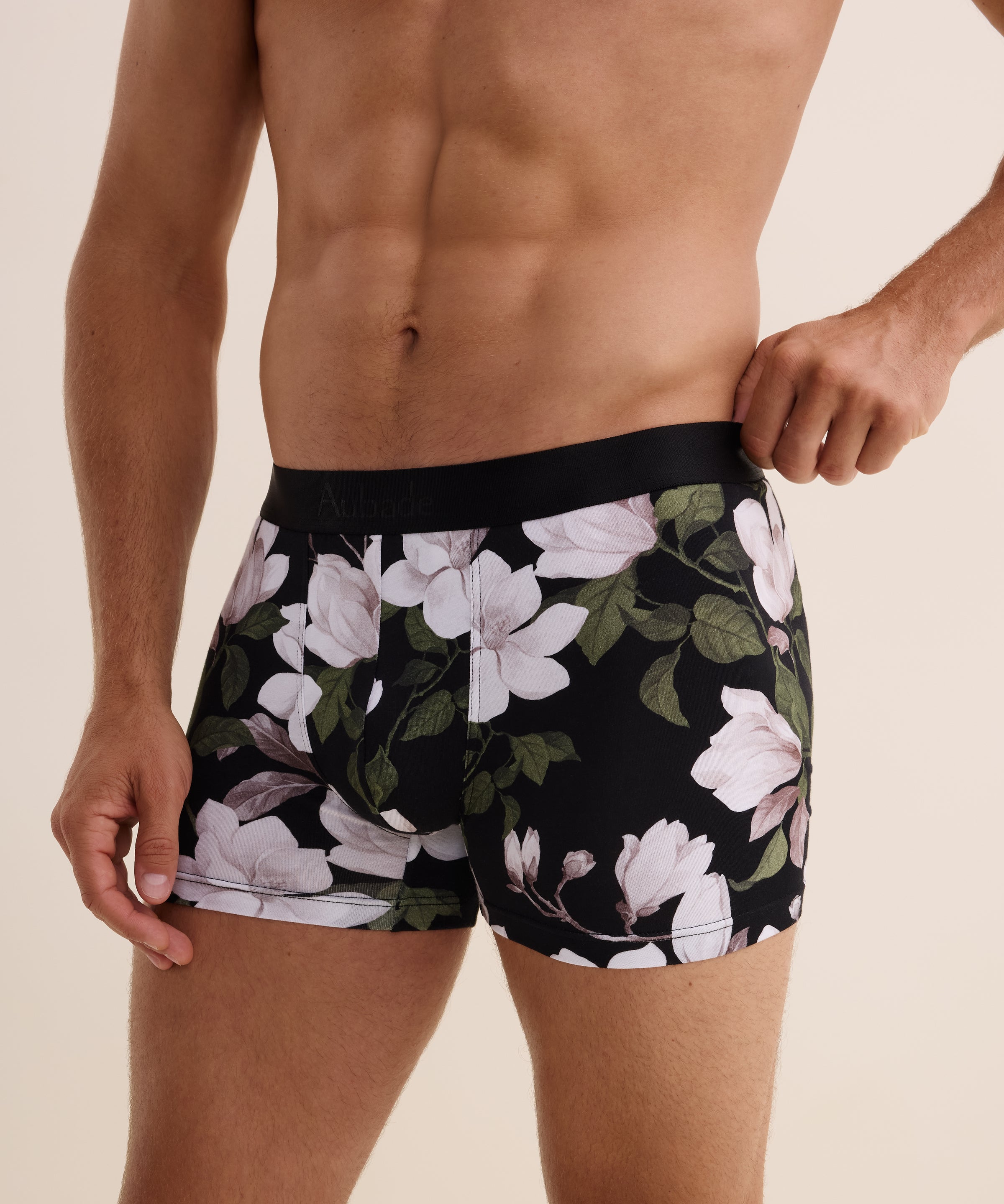 aubade-homme-boxer-magnolia-noir-floral-coton-bio image 3
