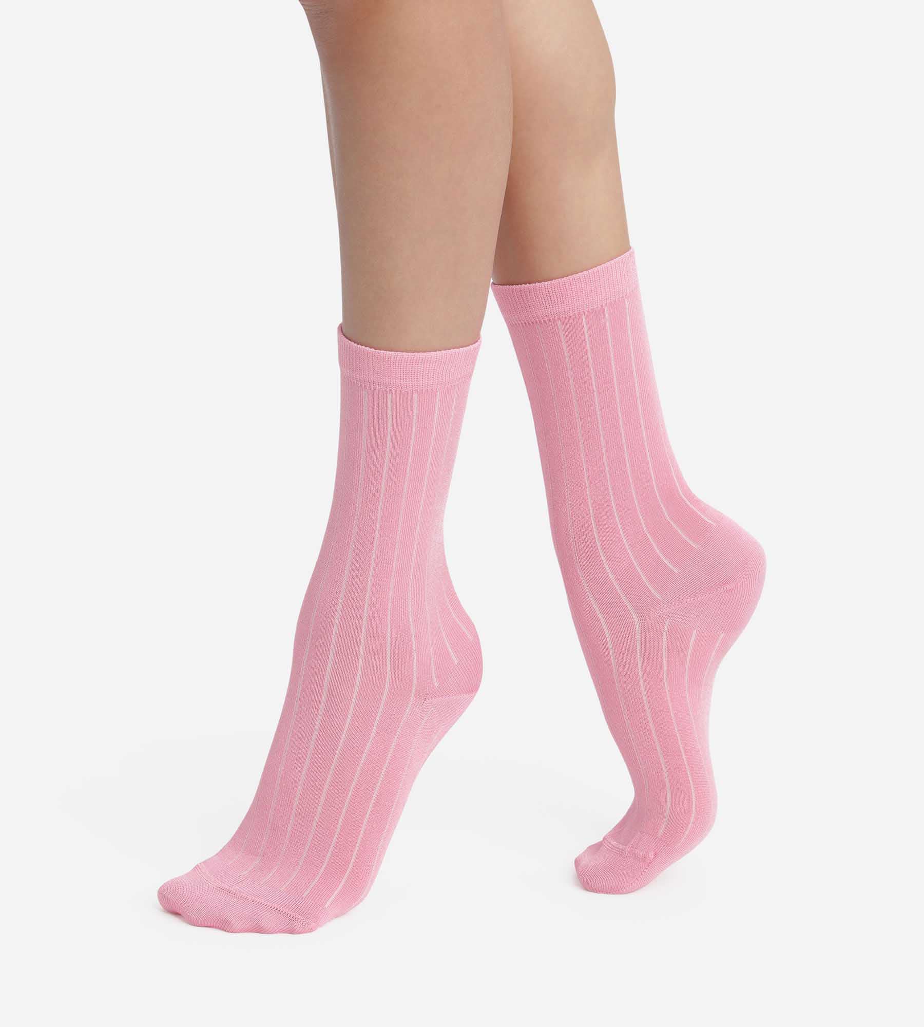 dim-mode-chaussettes-femme-c-tel-es-coton-satin-mauve image 1
