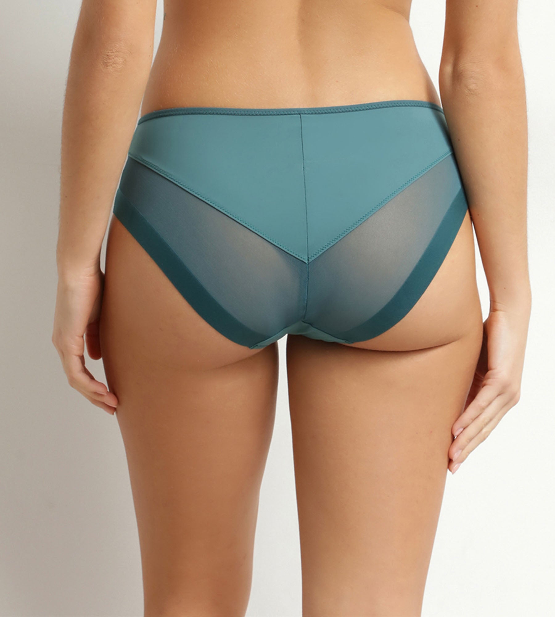 dim-generous-culotte-femme-microfibre-et-tulle-vert-meraude image 2