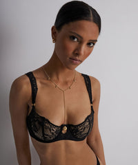 aubade-gold-pleasure-half-cup-black-light-corbeille-en-dentelle-florale-et-cha-n image 3