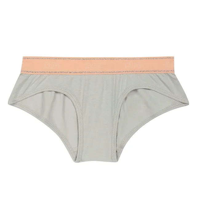 dim-sport-shorty-fille-gris-et-rose-coton-stretch-ceinture-glitter image 1