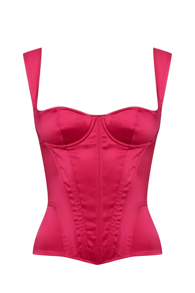 cadolle-daisy-bustier-satin-fuchsia image 1