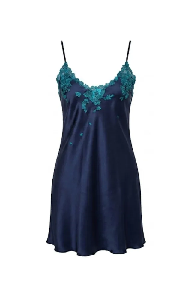 cadolle-eloise-nuisette-soie-bleue-nuit-dentelle-fleurie image 1