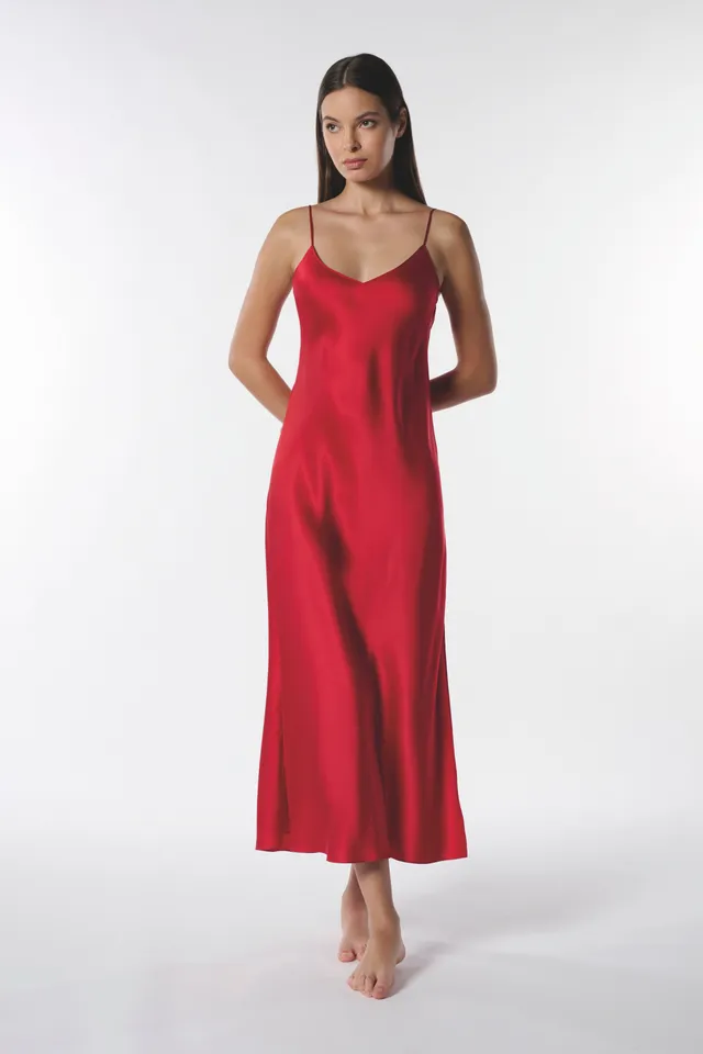 cadolle-eloise-chemise-de-nuit-soie-rouge-nuisette-soie image 1