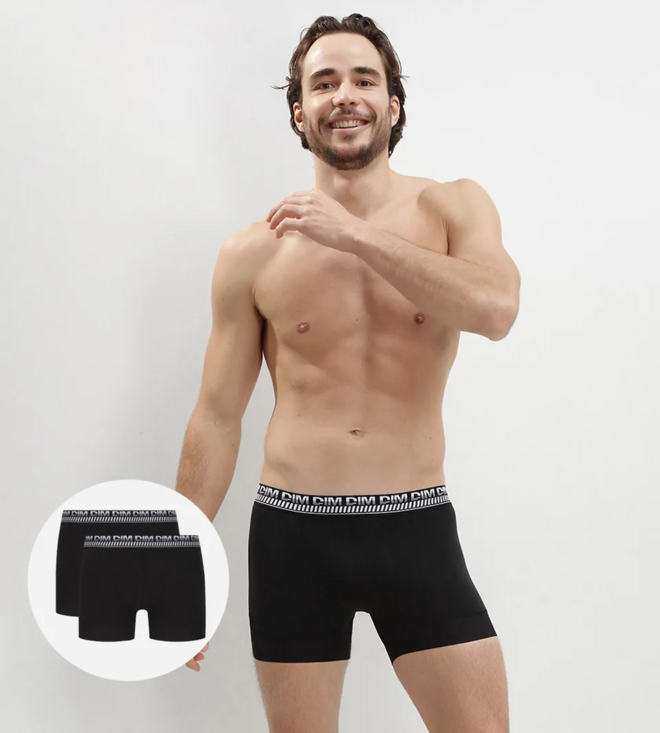 dim-3d-stay-and-fit-lot-de-2-boxers-homme-noirs-en-coton-stretch image 1