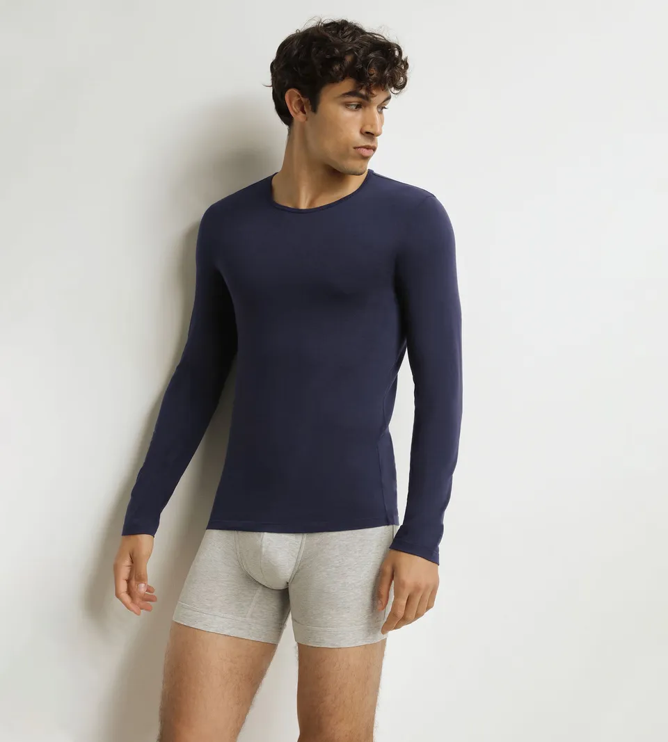 dim-thermal-t-shirt-homme-manches-longues-bleu image 1