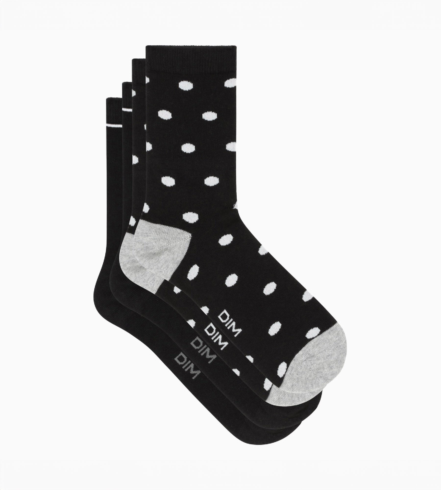 dim-lot-de-2-paires-chaussettes-femme-coton-style-noir-pois image 3