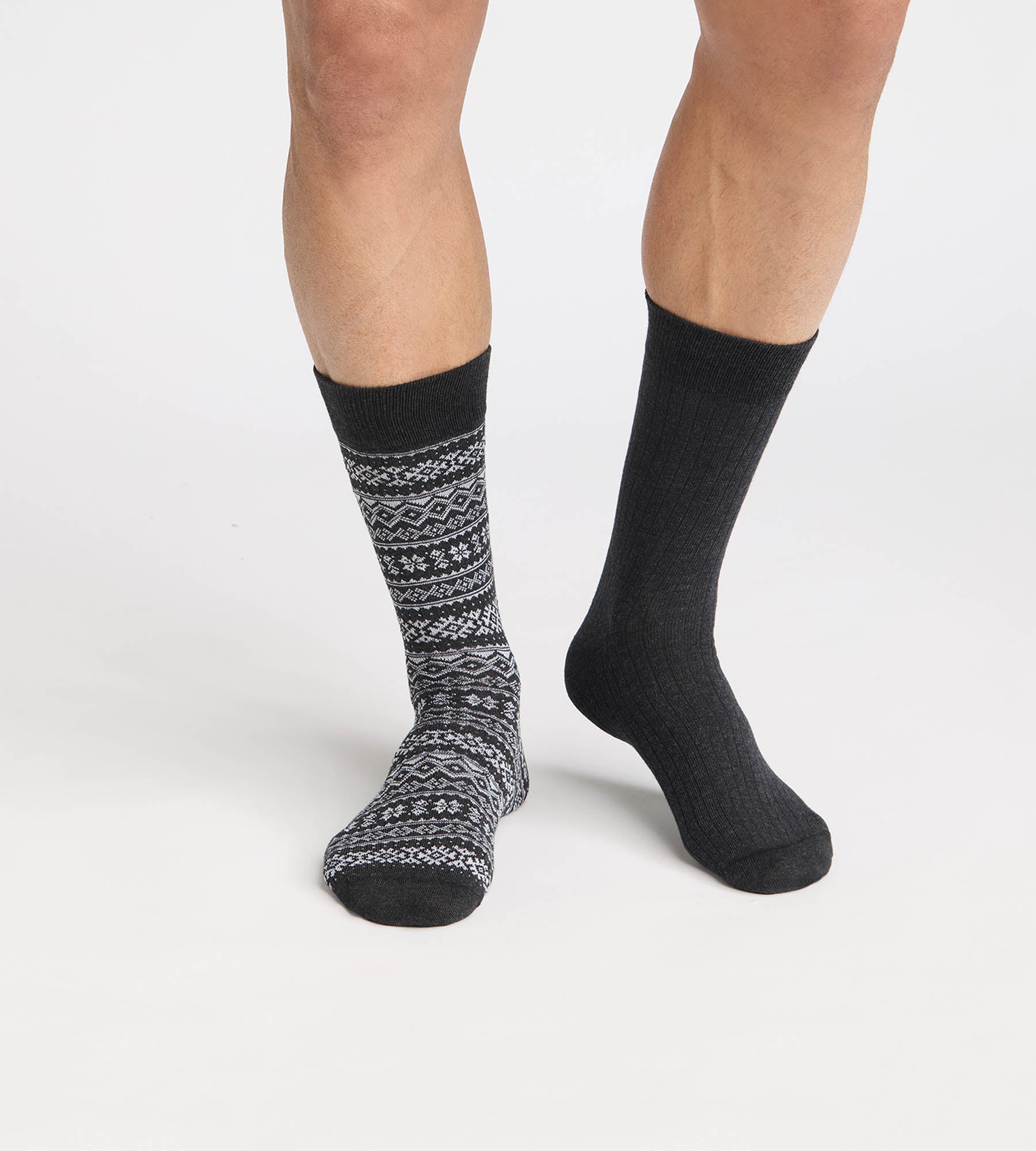 dim-coton-fancy-lot-de-2-chaussettes-homme-anthracite image 1