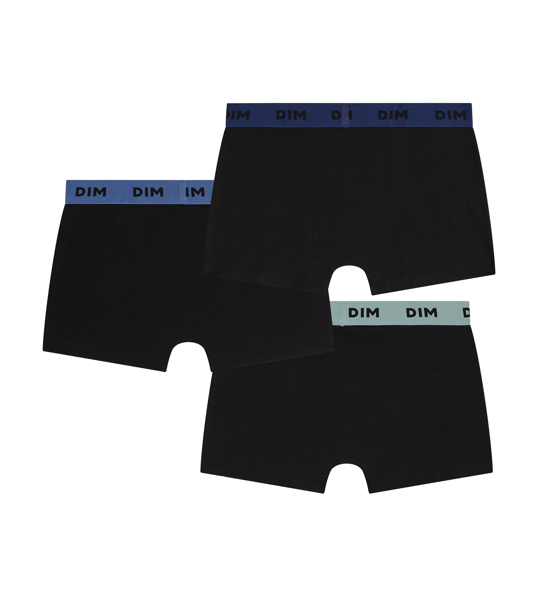 dim-mix-colors-lot-de-3-boxers-homme-coton-stretch-noir-ceintures-lila image 2