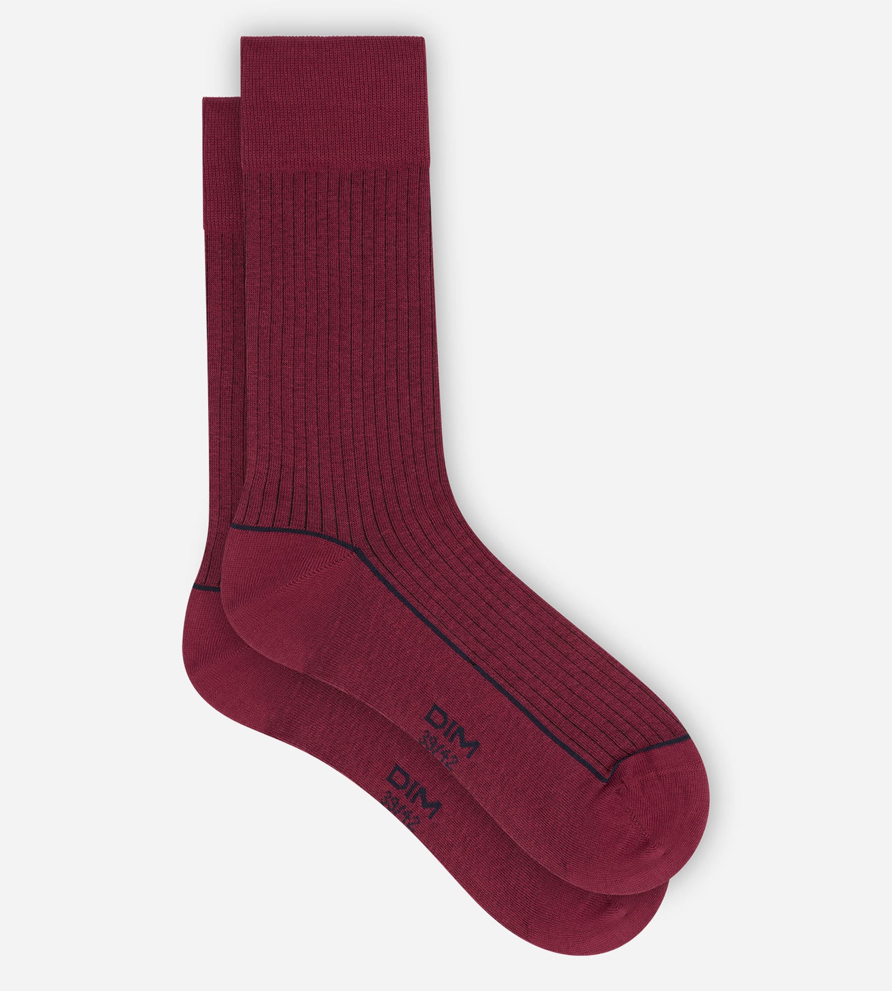 dim-la-mode-chaussettes-homme-c-tel-es-coton-rouge-sangria image 2