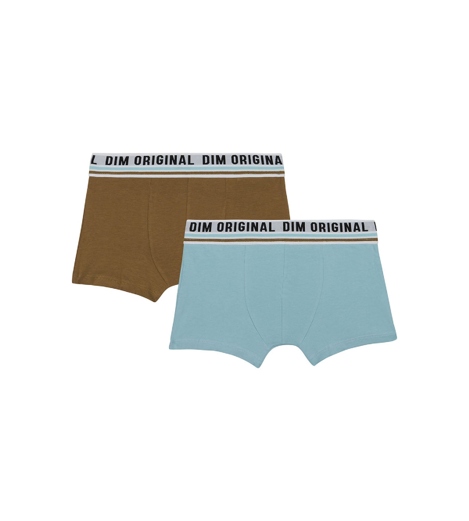 dim-originals-lot-de-2-boxers-gar-on-coton-stretch-bleu-marron-ceinture-r-tro image 1