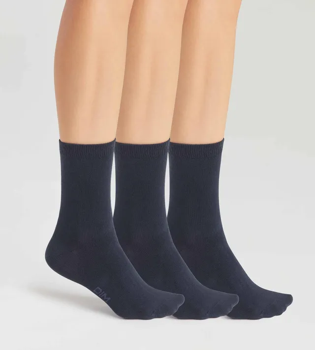 dim-coton-nice-price-lot-de-3-paires-chaussettes-femme-coton-bleu-marine image 1