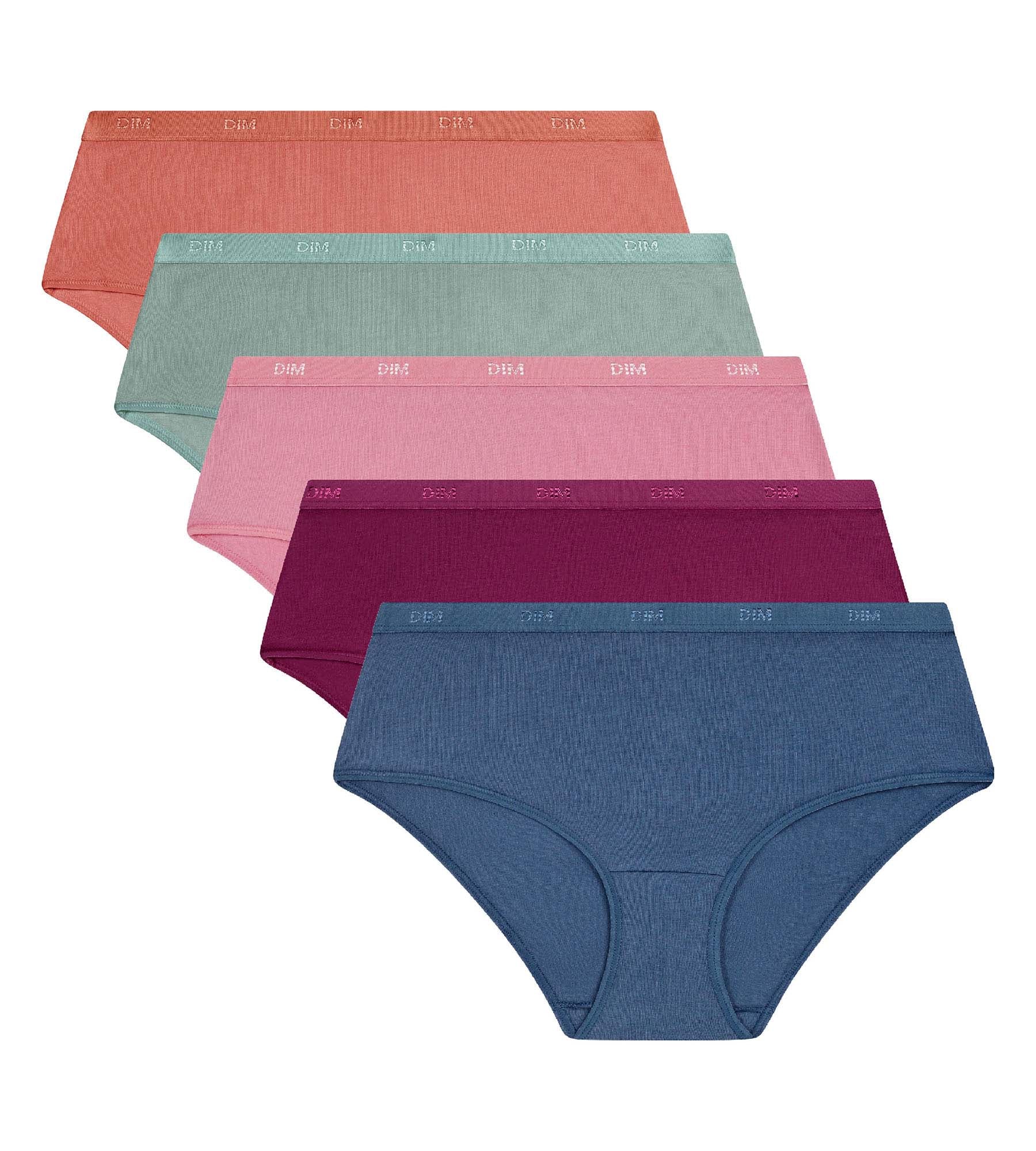 dim-les-pockets-ecodim-lot-de-5-boxers-femme-coton-stretch-rose-bleu image 5