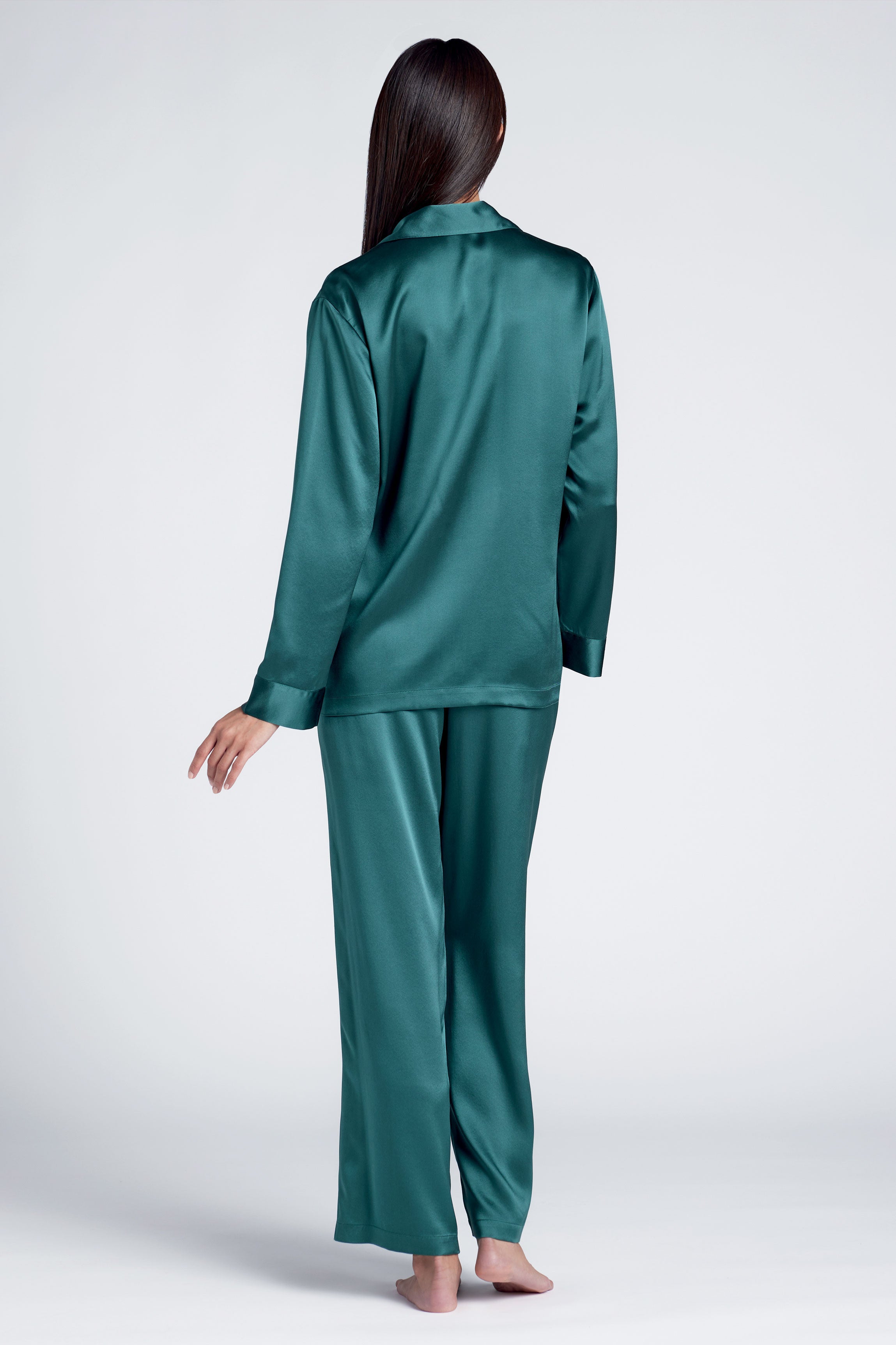 cadolle-eloise-pyjama-en-soie-vert-veston-taille-lastiqu-e image 2