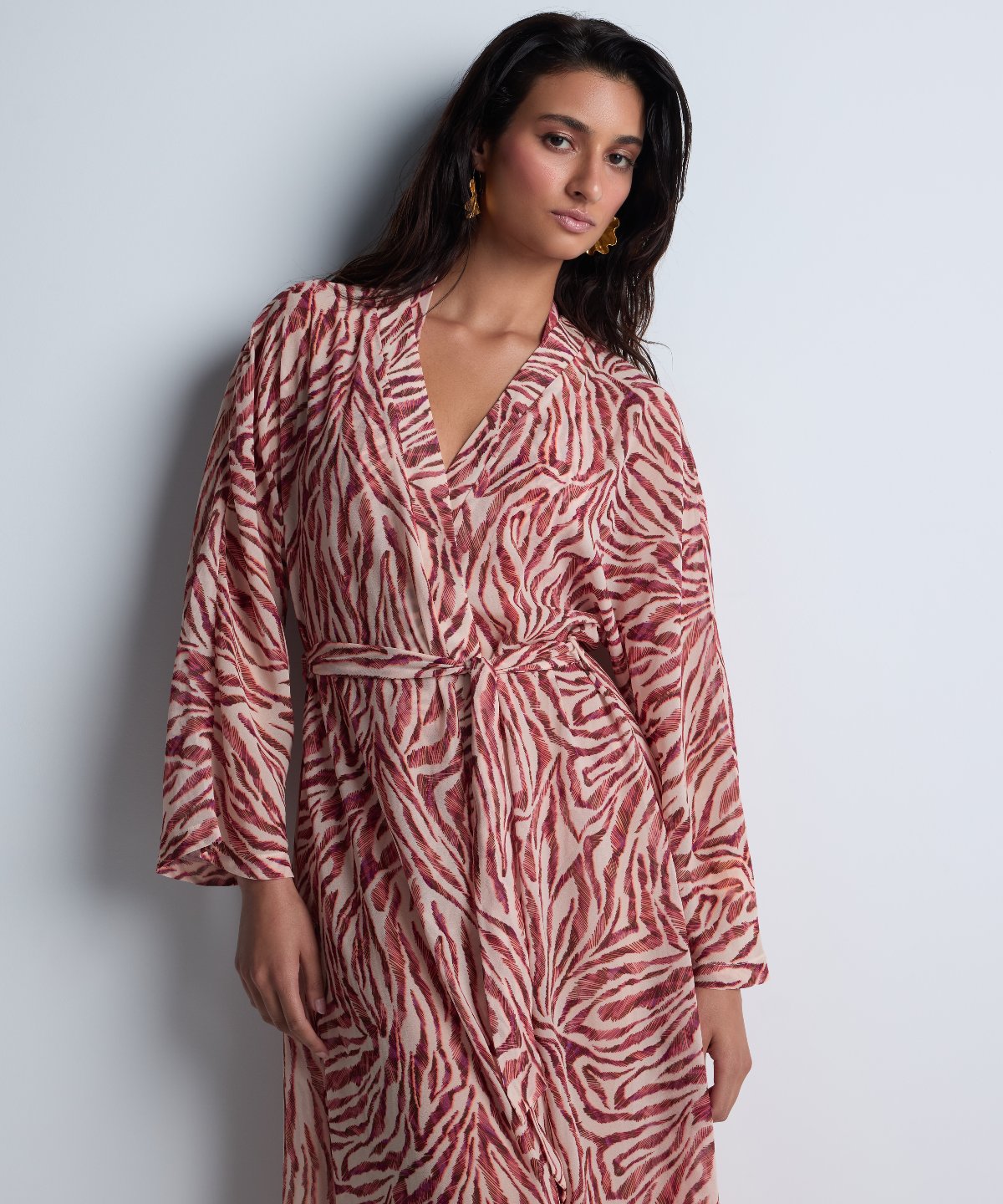 aubade-beach-walk-kimono-long-ample-pink-tiger image 2