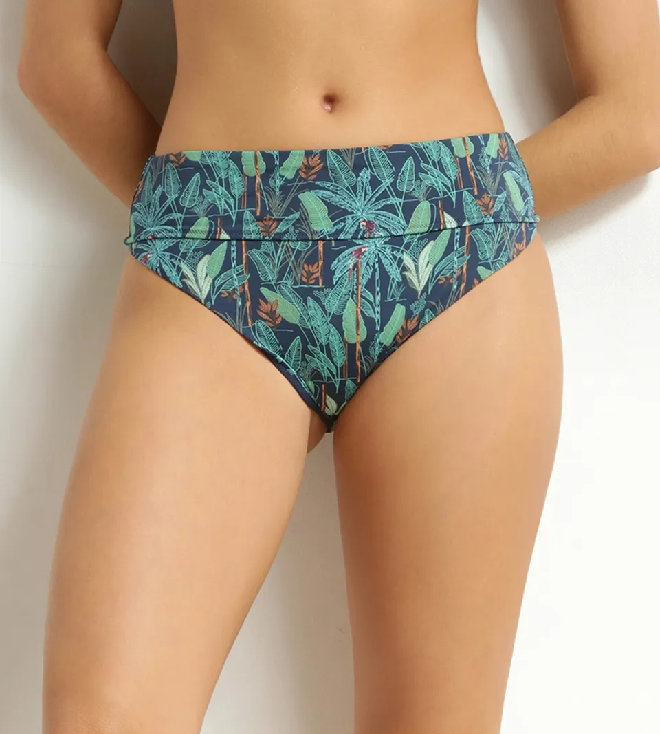 dim-swimwear-tropical-bas-de-maillot-slip-taille-haute-motif-tropical-bleu-nuit image 1